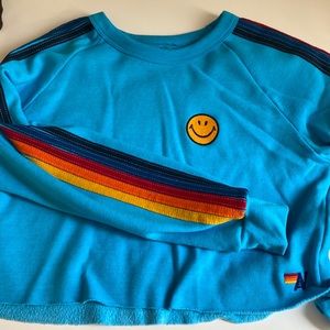 Aviator nation blue smiley crewneck